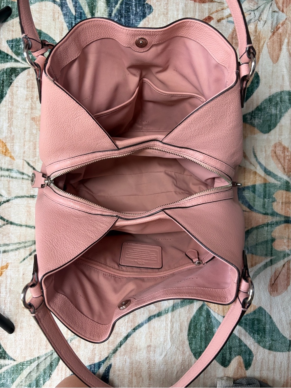 Coach Edie Pebbled Pink Leather Carryall Shoulder Hobo Purse Bag - Picture 4 of 16